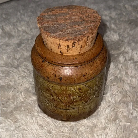 Rustic Signed Artisan Pottery Jar with Cork Lid - Picture 5 of 14